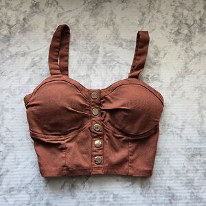 Haute Monde Women's Crop Top Sz M Brown